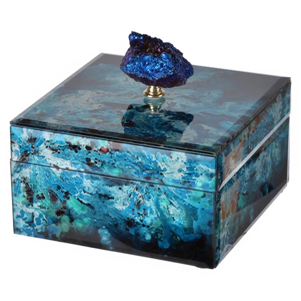 Шкатулка Лазурь с натуральным камнем S