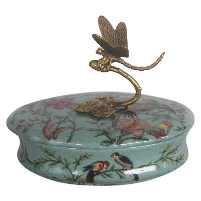 Шкатулка с цветным орнаментом с бронзовой стрекозой Forest Dwellers