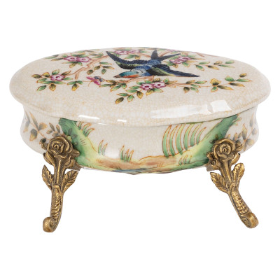 Шкатулка фарфоровая белая с орнаментом Swallow & Butterfly