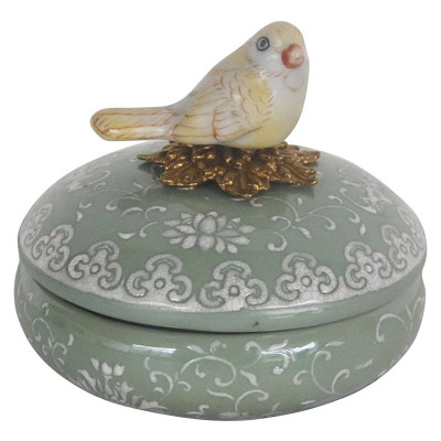 Шкатулка фарфоровая серая с белым орнаментом Forest Dwellers