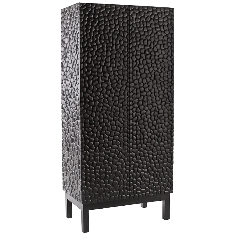 Шкаф Black Pebble Wood Carved Cabinet