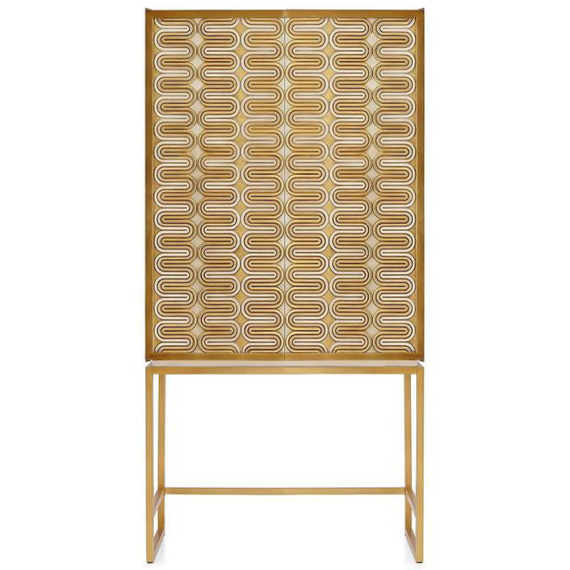 Шкаф Park Avenue Brass Wave Pattern Bar Cabinet