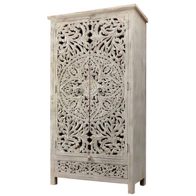 Шкаф с орнаментом ручная резьба из дерева Indian Antique Furniture