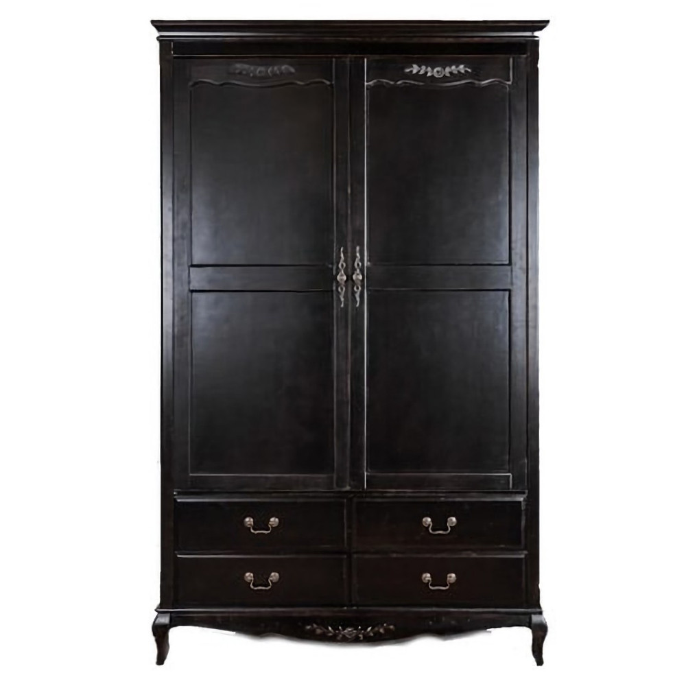 Шкаф черный с двумя дверцами и 4-мя ящиками Vintage