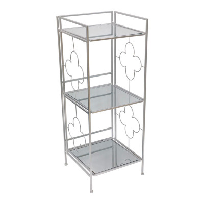 Этажерка серебряная с тремя стеклянными полками Tina