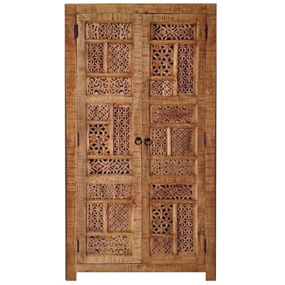 Этнический шкаф с орнаментом резьба из дерева Indian Antique Furniture