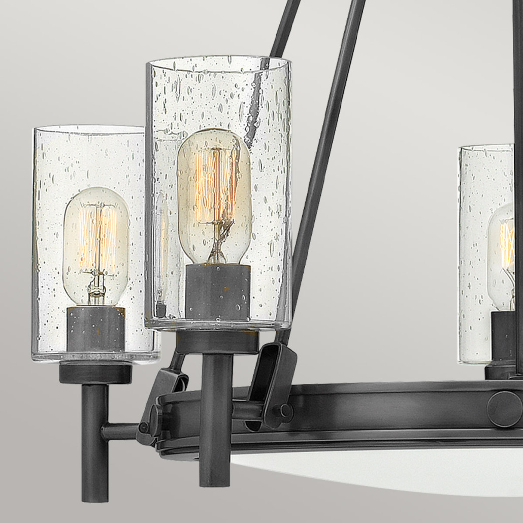 Люстра с 5-ю цилиндрическими плафонами из стекла с пузырьками Hinkley