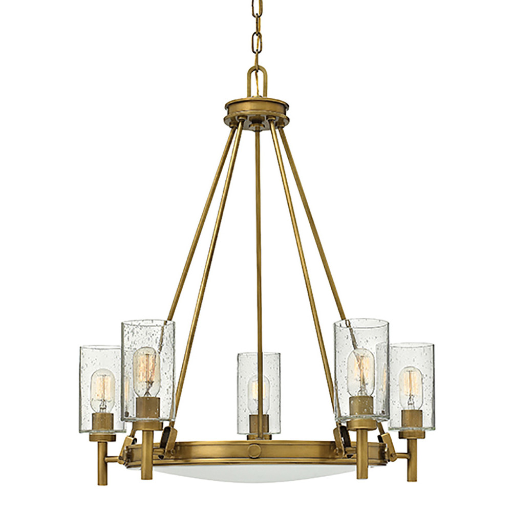 Люстра с 5-ю цилиндрическими плафонами из стекла с пузырьками Hinkley