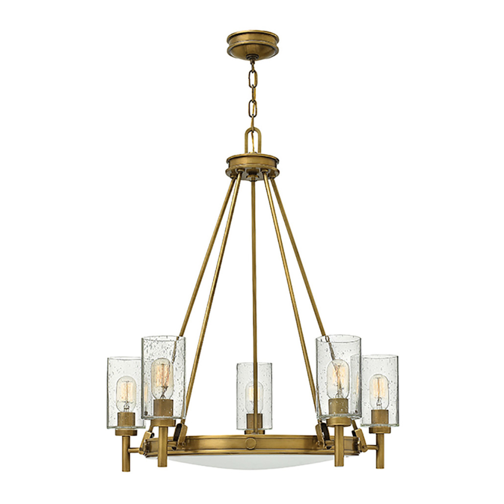 Люстра с 5-ю цилиндрическими плафонами из стекла с пузырьками Hinkley