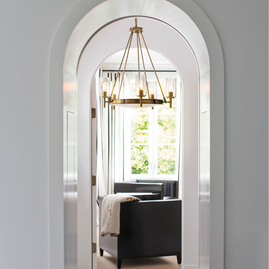 Люстра с 5-ю цилиндрическими плафонами из стекла с пузырьками Hinkley