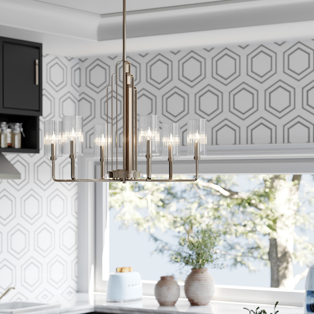 Люстра с прозрачными рифлеными цилиндрическими плафонами Kichler