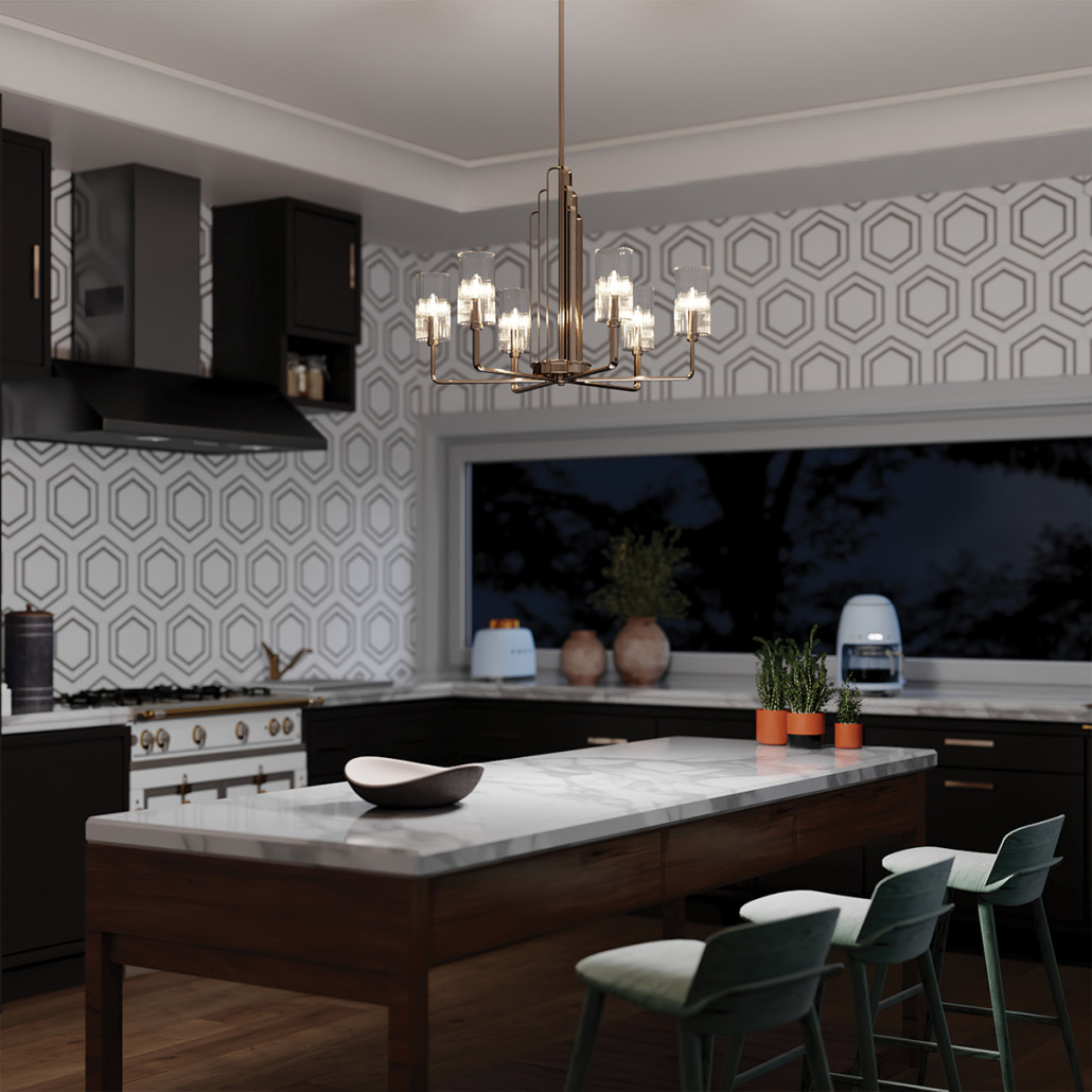 Люстра с прозрачными рифлеными цилиндрическими плафонами Kichler