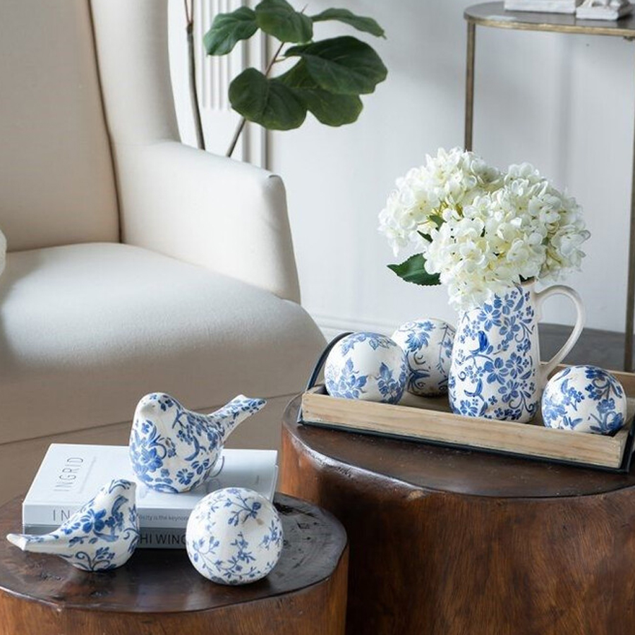 Набор керамических шаров с синей росписью Oriental Blue & White Ornament Vases