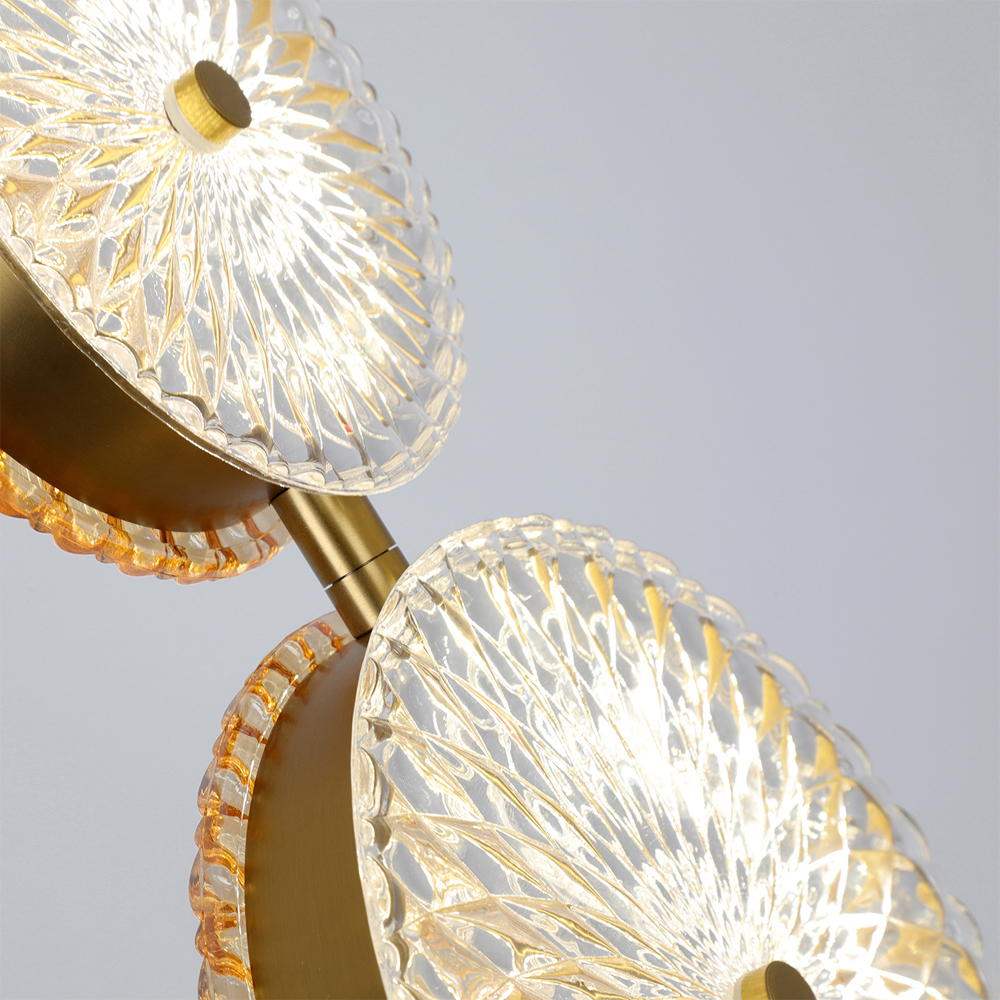 Подвесной светильник с плафонами из рельефного стекла Peony Glass Bronze Two