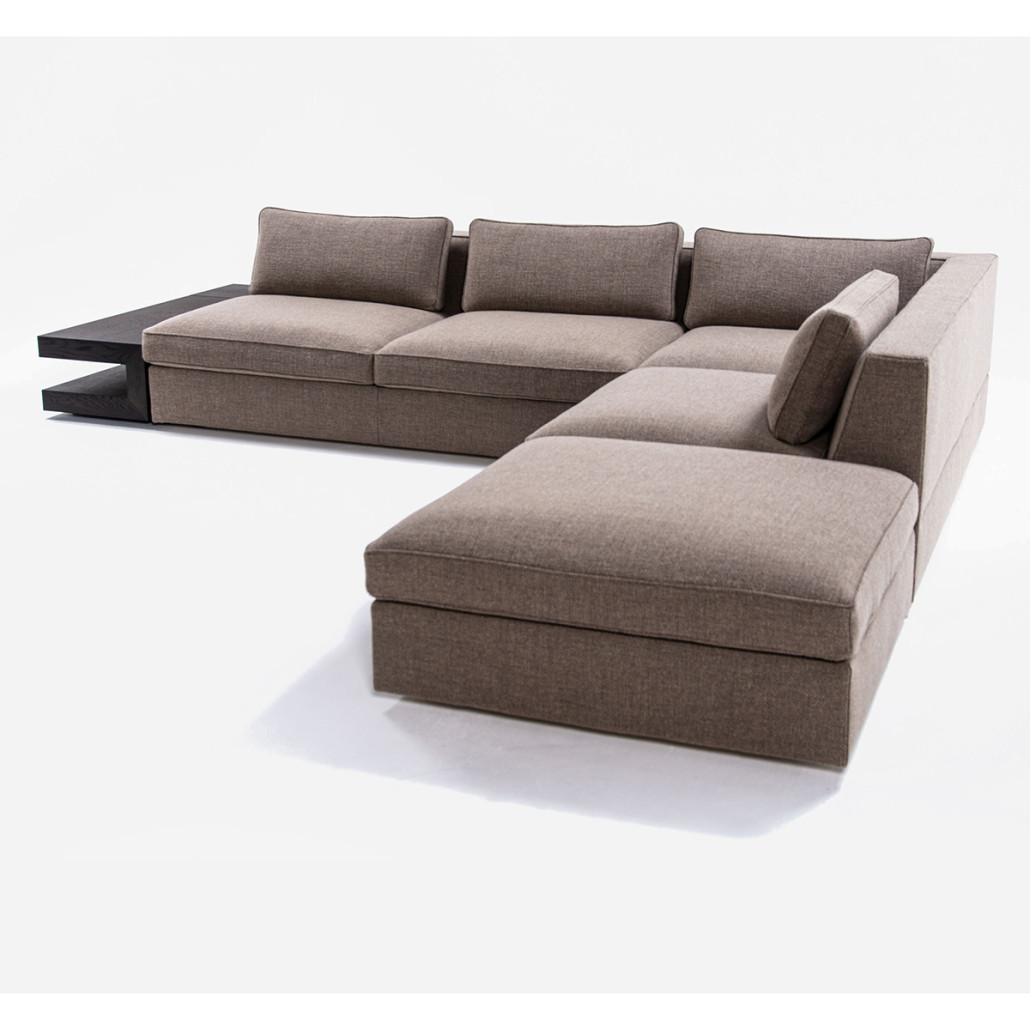 4-х местный Угловой модульный диван Zartаrn с приставным деревянным столиком