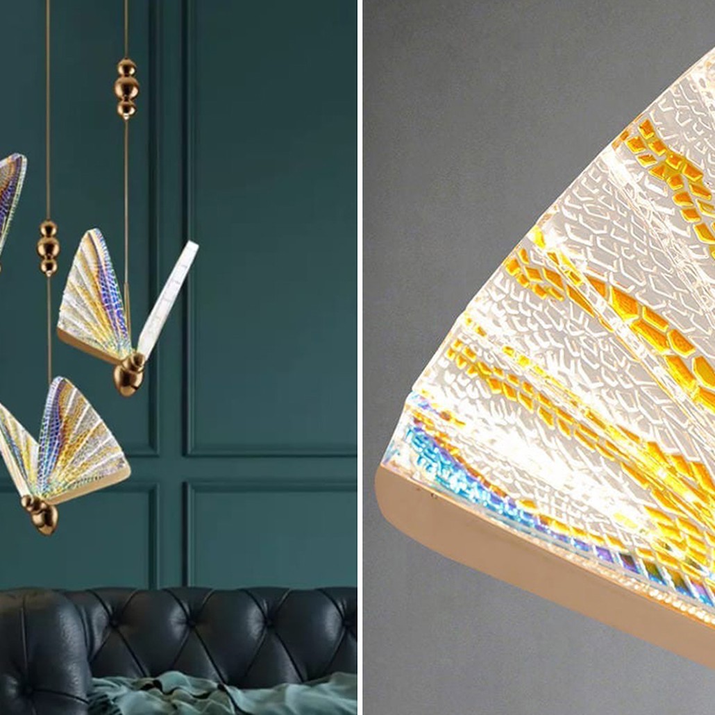 Butterfly Pendant Lamp Colored glass J
