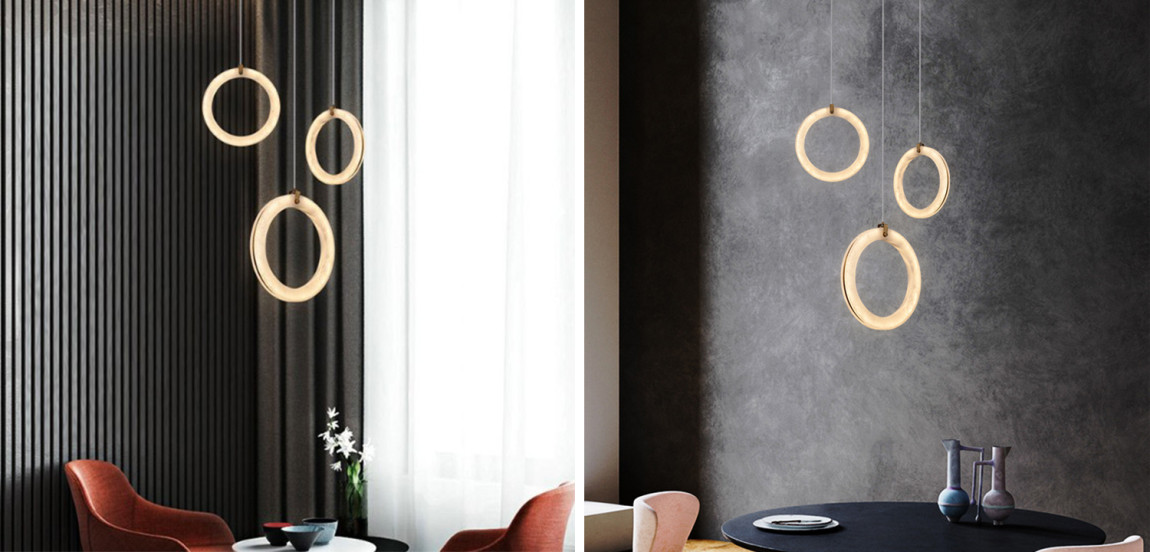 Cветильник Каскадный Три Кольца из натурального мрамора Marble Ring