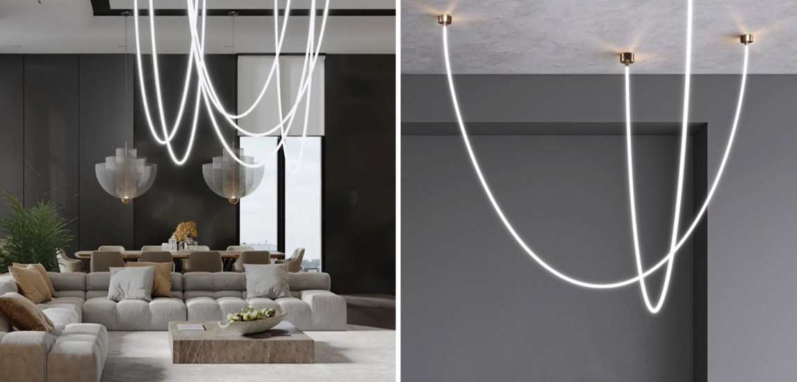 OPTIC Серия светодиодных светильников с гибким светодиодным шнуром на двух потолочных креплениях