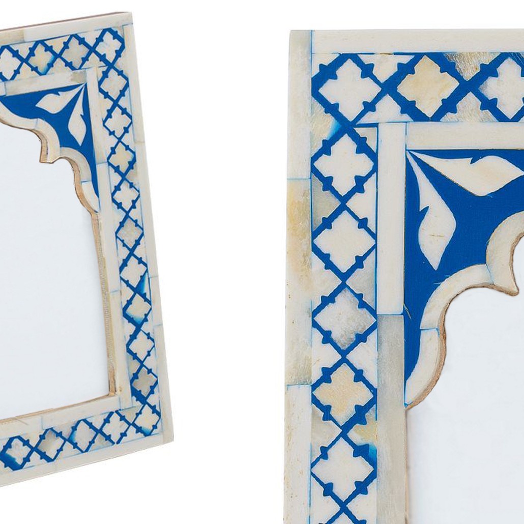 Photo Frame Blue White Moroccan Bone Mosaic