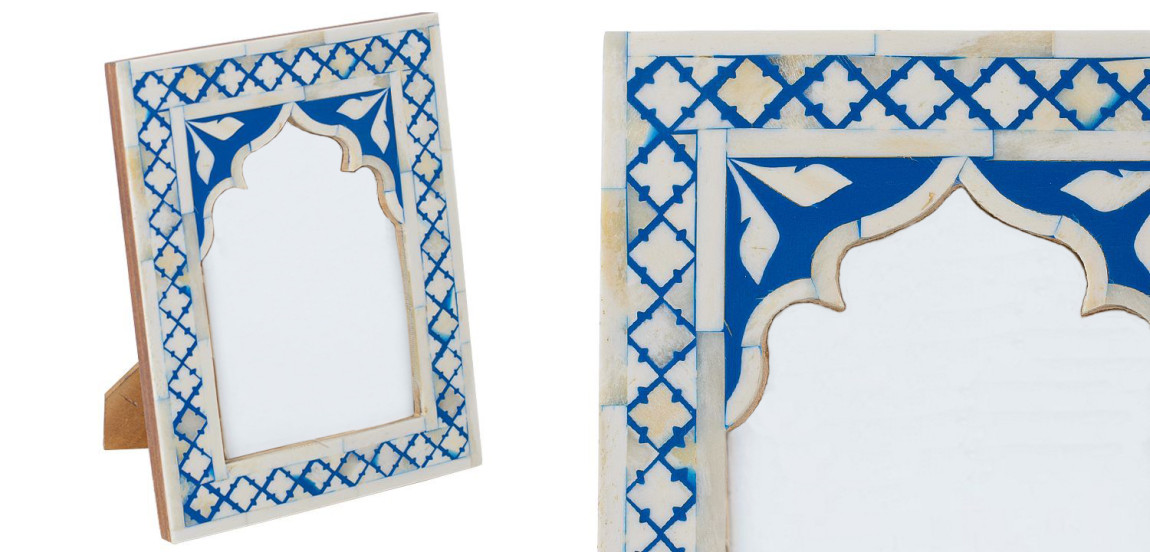 Photo Frame Blue White Moroccan Bone Mosaic