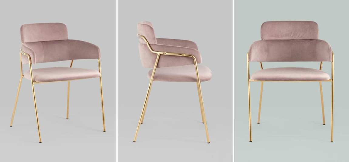 Polina chair Пепельно-Розовый Велюр