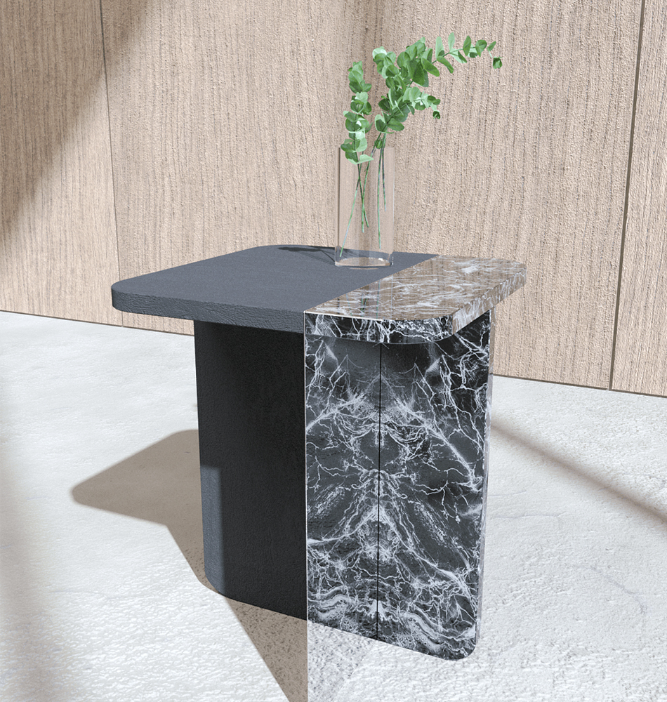 Slice журнальный столик из мрамора и массива дуба