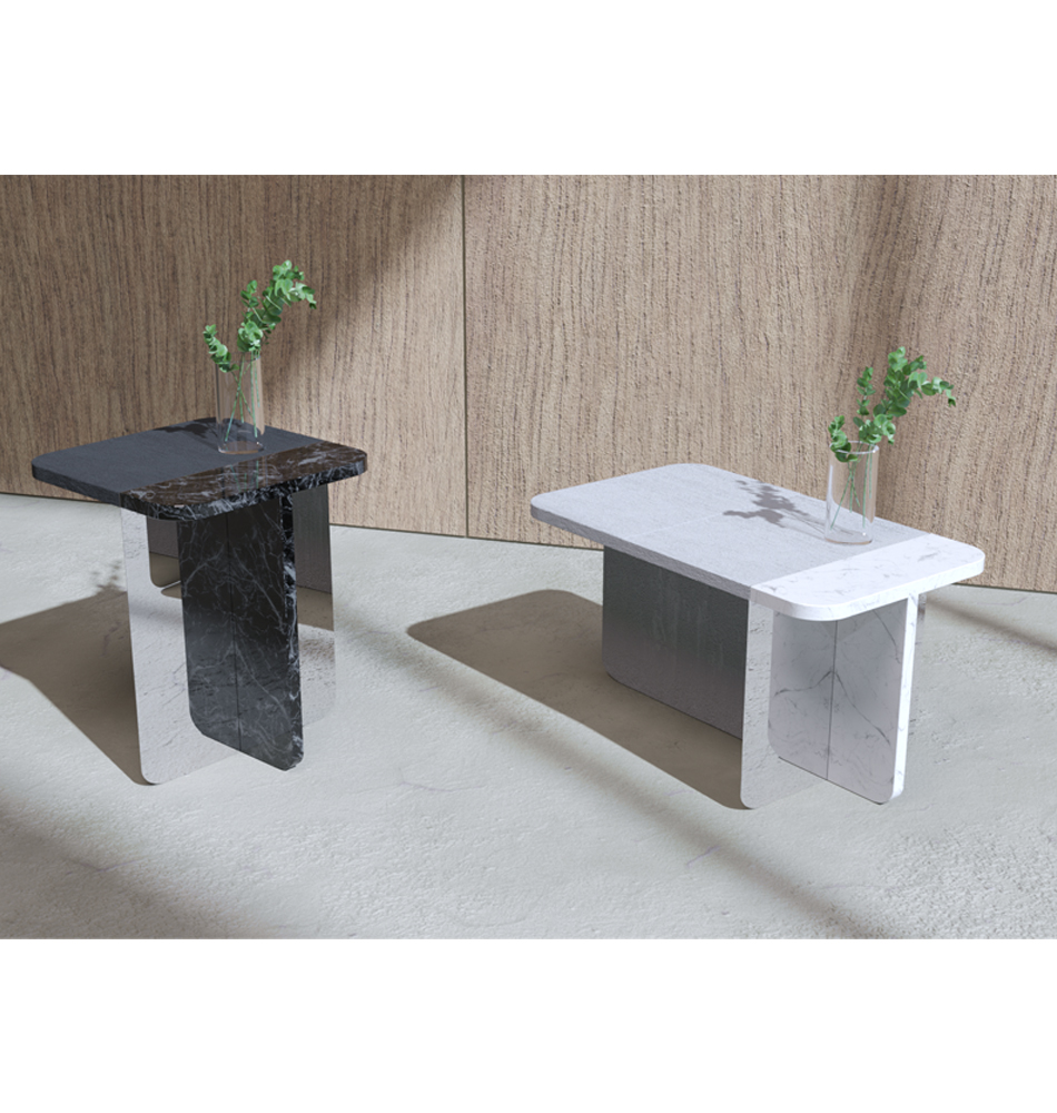 Slice журнальный столик из мрамора и массива дуба
