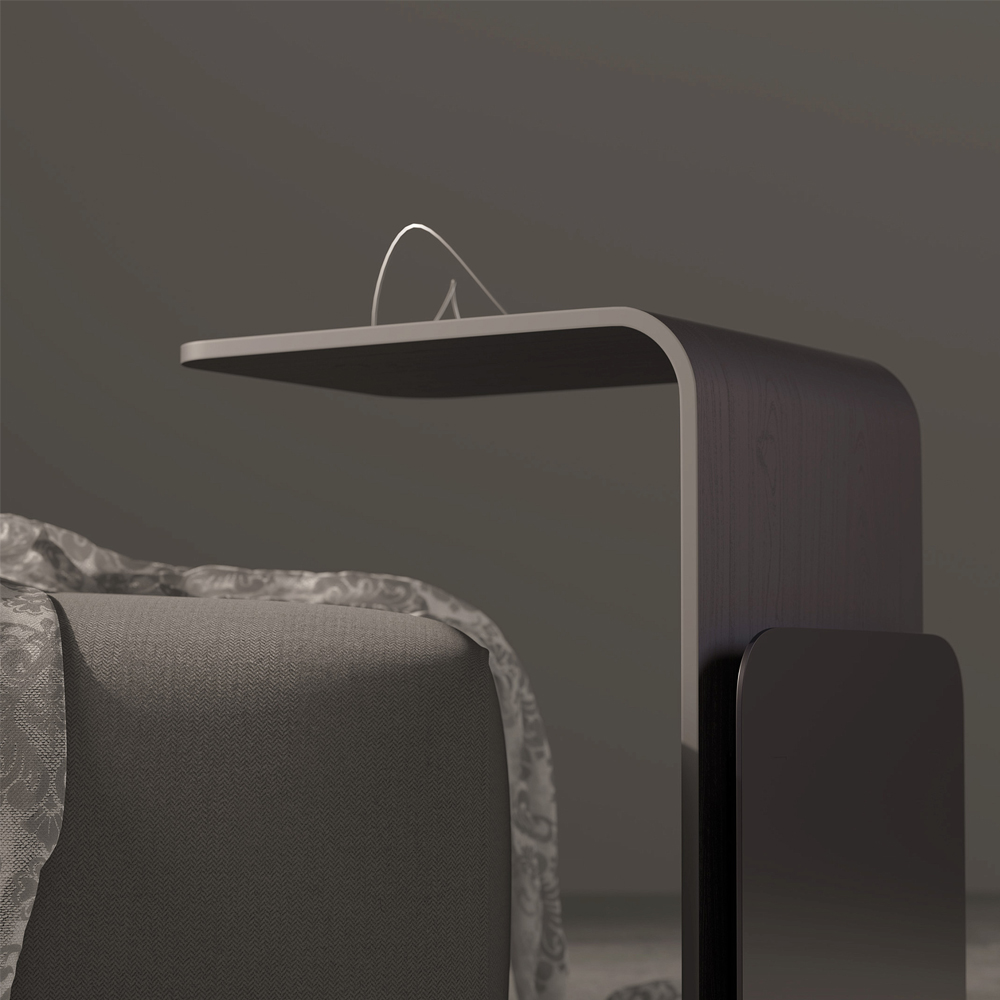 Stolik 90 Журнальный столик из шпона ясеня с чёрной эмалью