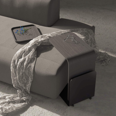 Stolik 90 Журнальный столик из шпона ясеня с чёрной эмалью