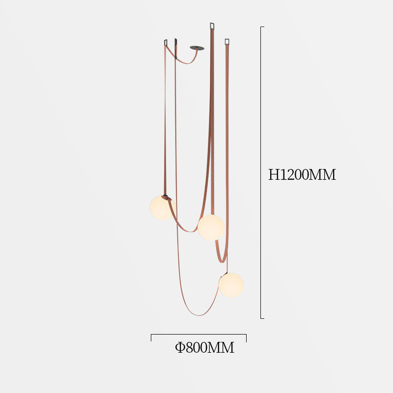 Vibia PLUSMINUS Серия подвесных светильников с белыми шарообразными плафонами из стекла на красных текстильных ремнях
