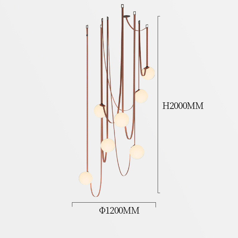 Vibia PLUSMINUS Серия подвесных светильников с белыми шарообразными плафонами из стекла на красных текстильных ремнях