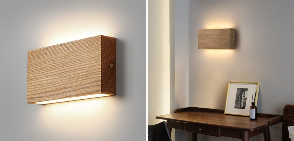 Wall Lamp Retro Square Fixtures Led Up and Down Бра Светлое дерево