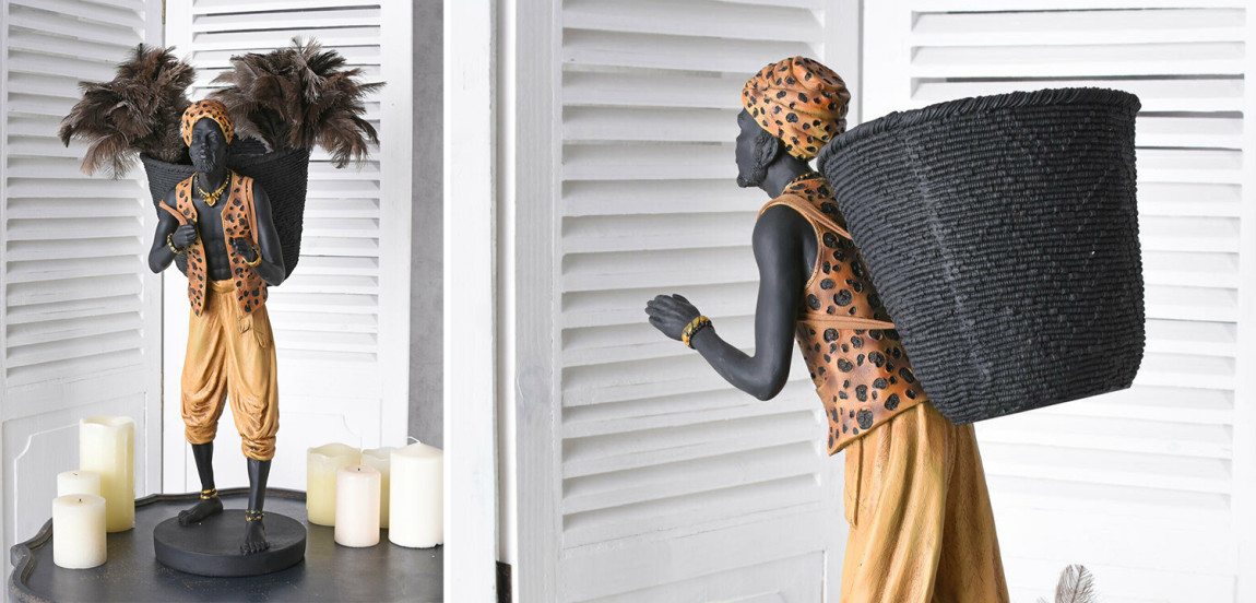 Аксессуар в колониальном стиле слуга с корзиной