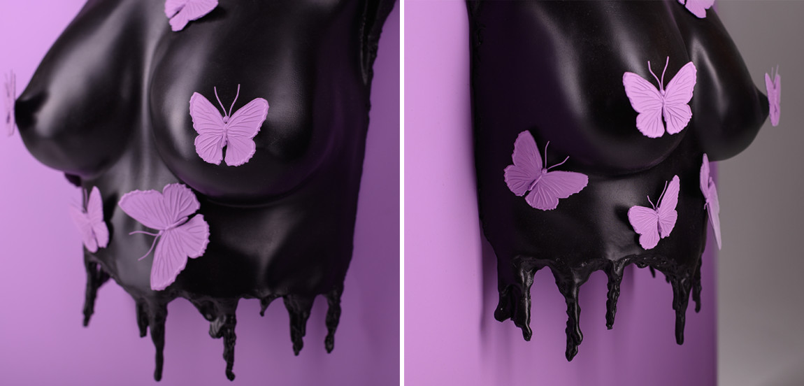 Аксессуар на стену Sculpture Female Torso Butterflies Framed