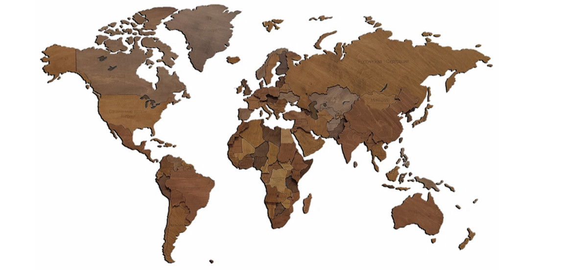 Аксессуар на стену Wooden World Map цвет орех