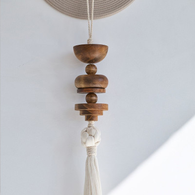 Аксессуар на стену диск с деревянными бусинами Wall Decor Thread Disc