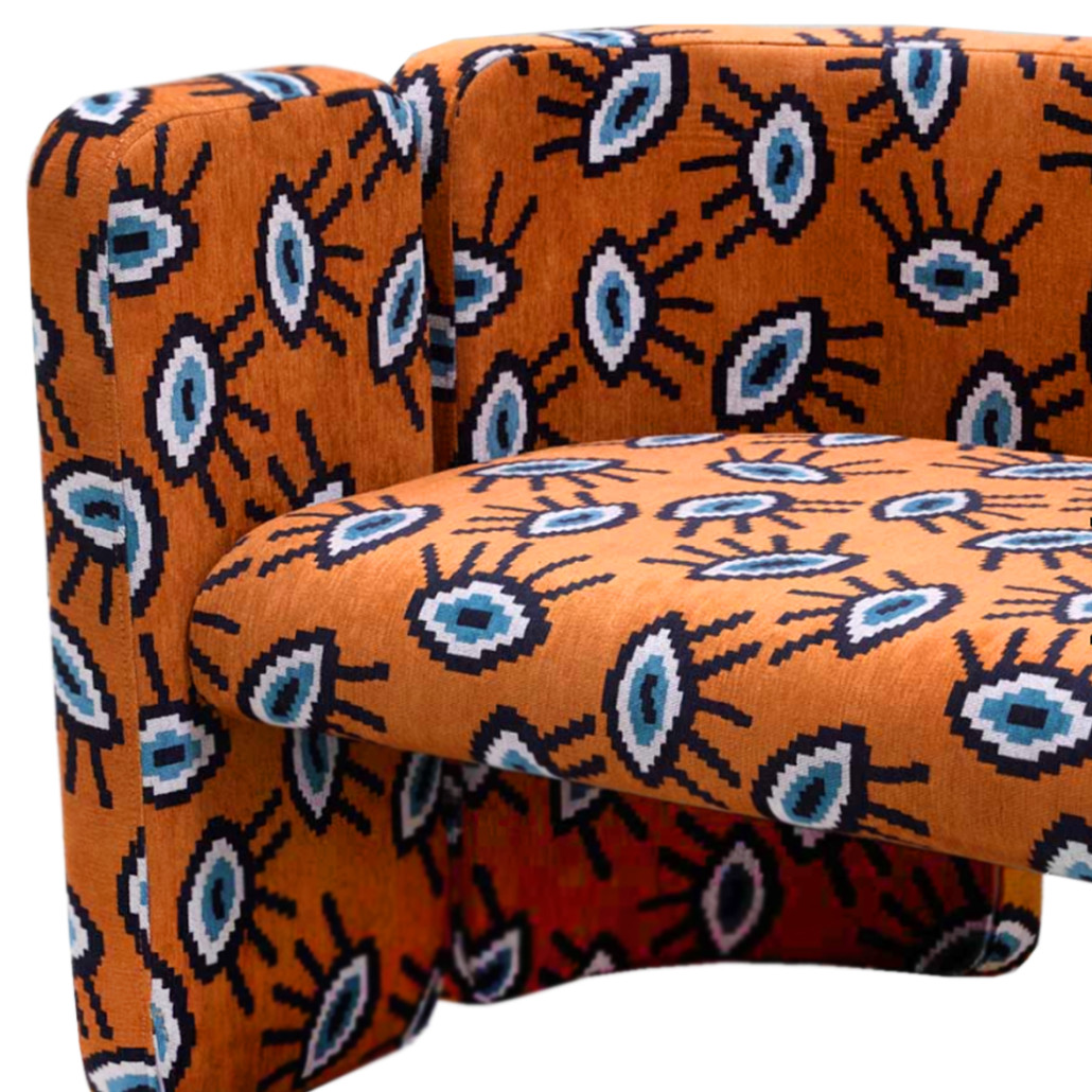 Акцентный Двухместный Диван Leela Оранжевый Орнамент