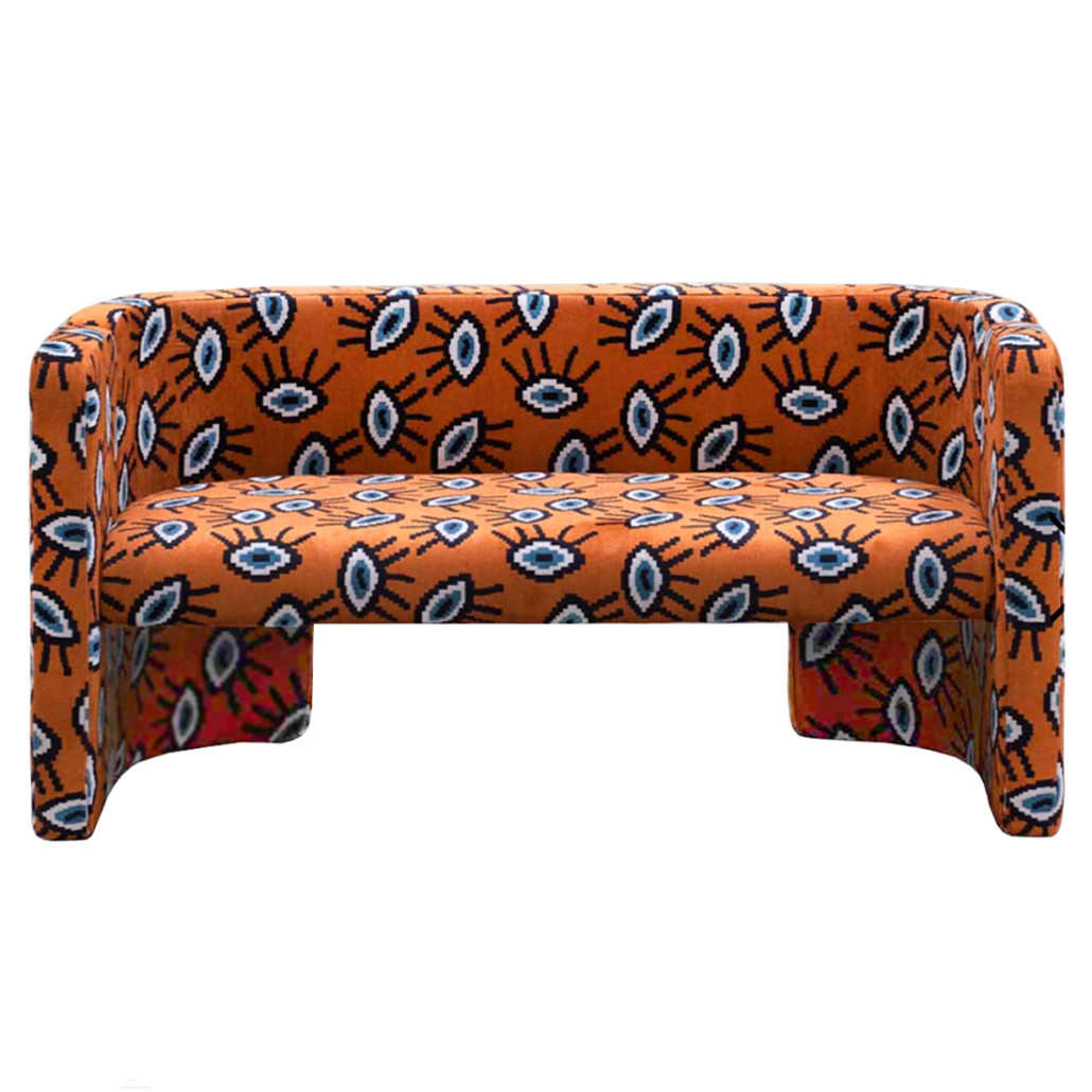 Акцентный Двухместный Диван Leela Оранжевый Орнамент