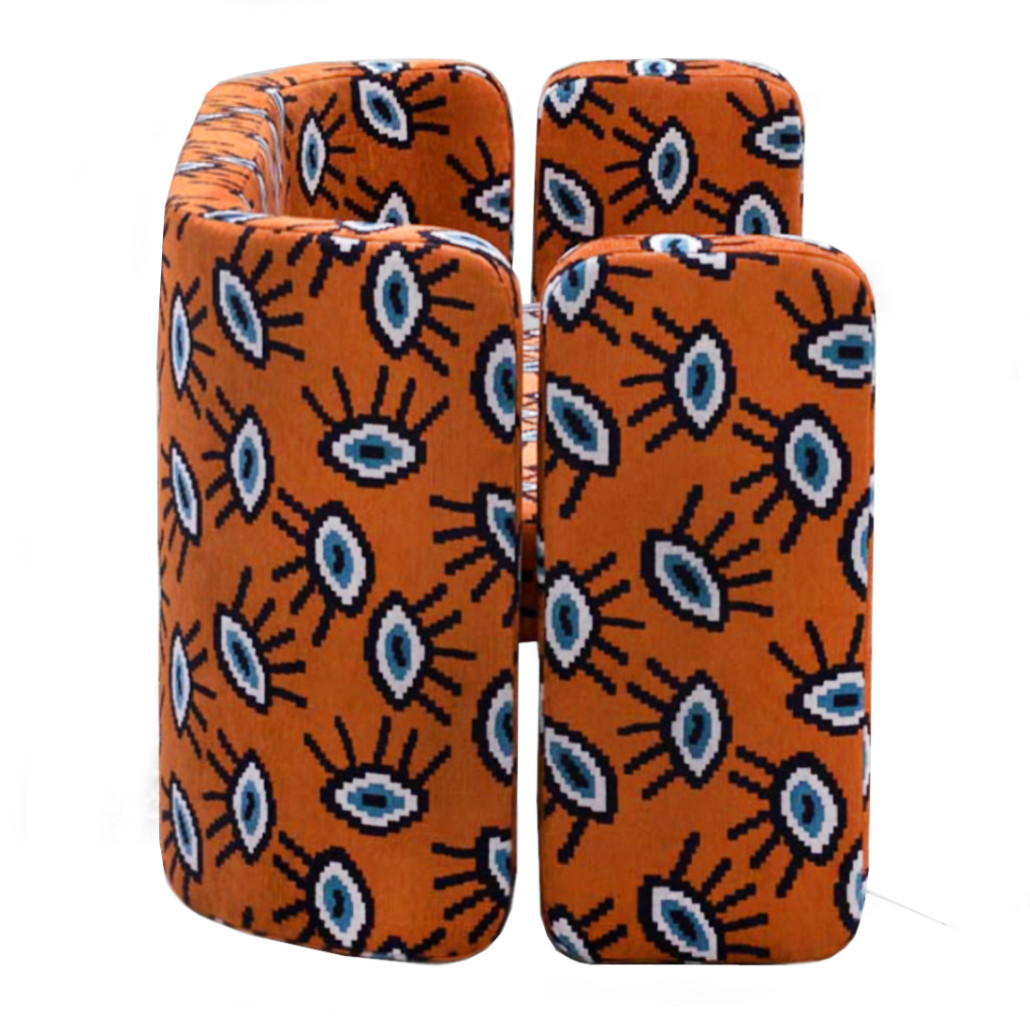 Акцентный Двухместный Диван Leela Оранжевый Орнамент