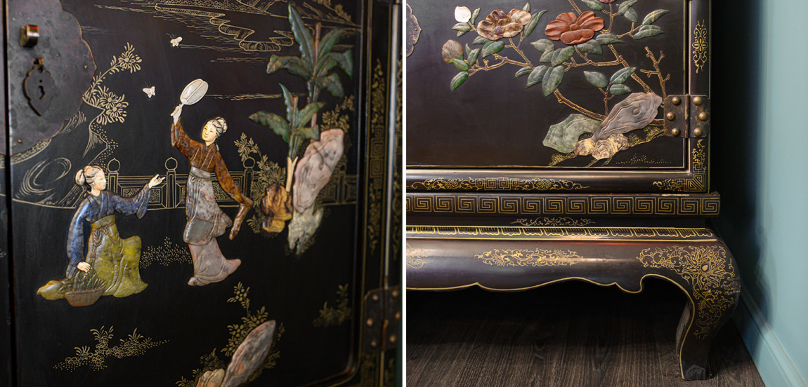 Антиквариат китайский шкаф Chinese Cabinet Black создан в начале прошлого века