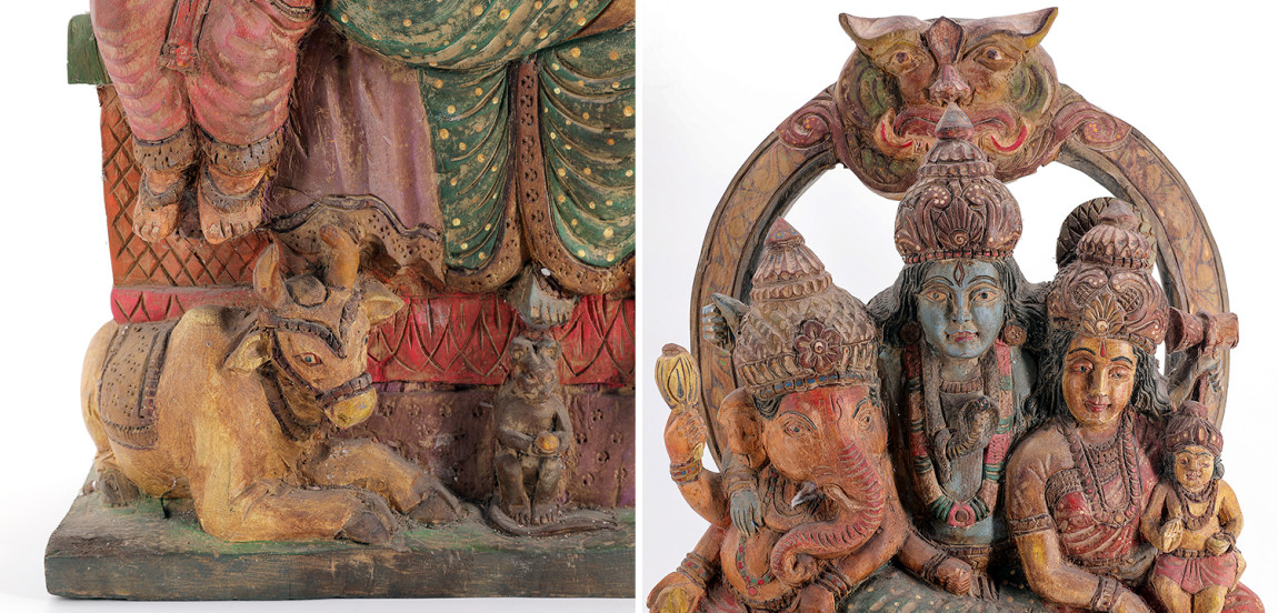 Антикварная статуэтка "Семья Шивы" Шри-Ланка