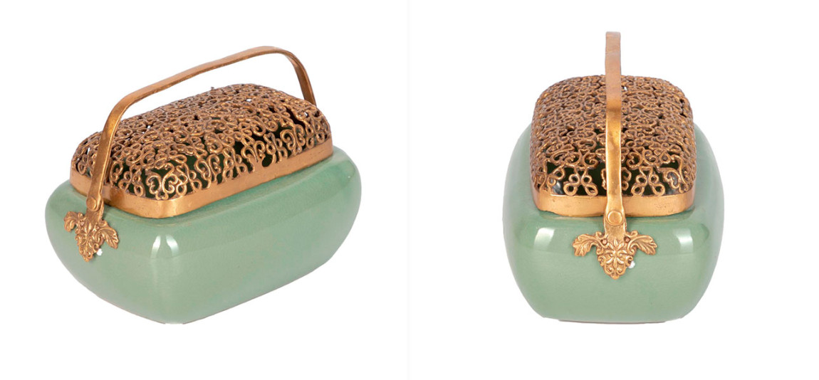 Аромалампа фарфоровая зеленая Amelia