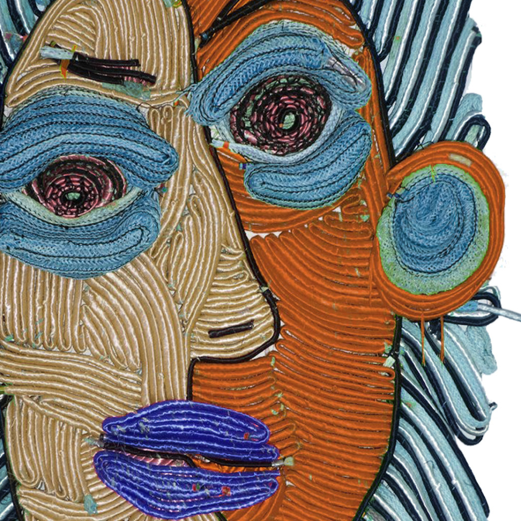 Арт-Объект плетеный из нитей Абстрактный портрет Joana Schneider