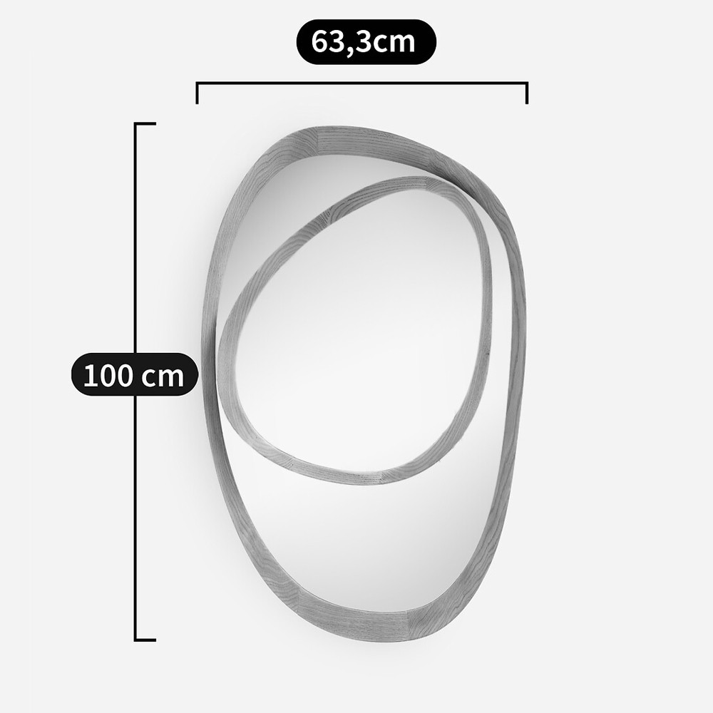 Ассиметричное зеркало в дубовой раме Infinity Symbol