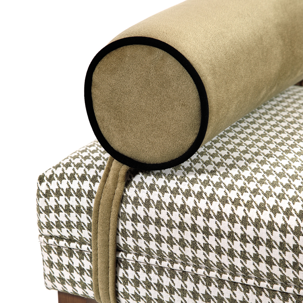 Банкетка Banquette PIED DE POULE с принтом гусиная лапка и бежевыми подлокотниками