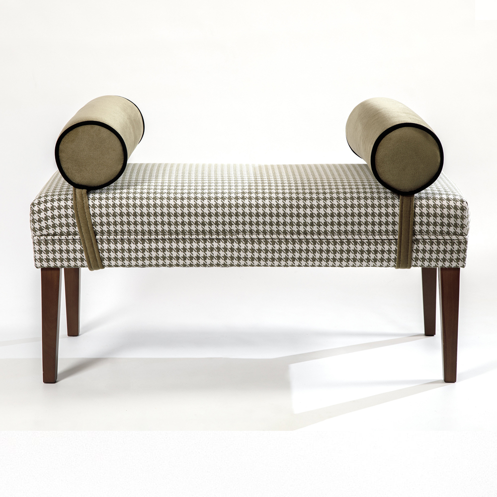 Банкетка Banquette PIED DE POULE с принтом гусиная лапка и бежевыми подлокотниками