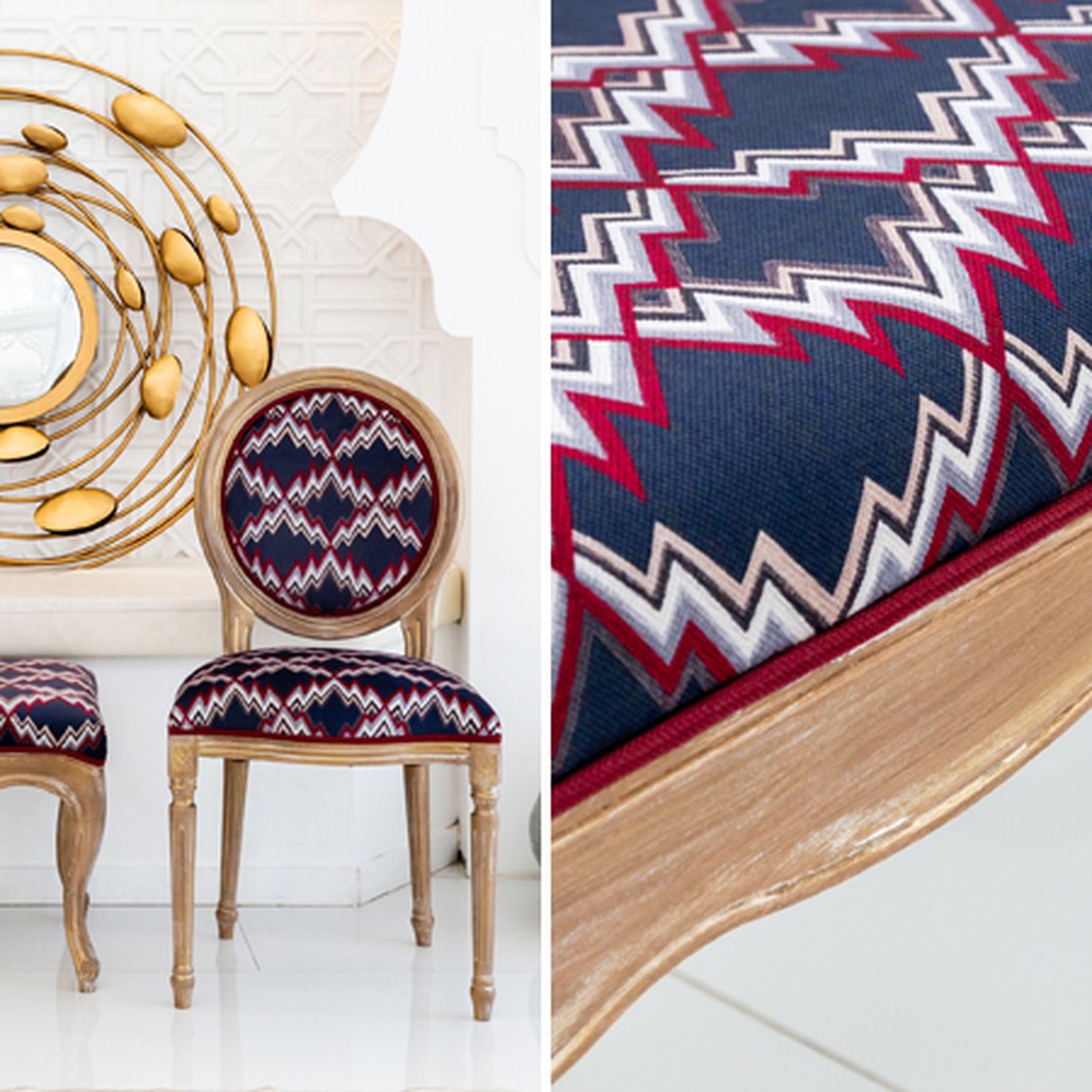 Банкетка Ikat Pattern с золотой патиной