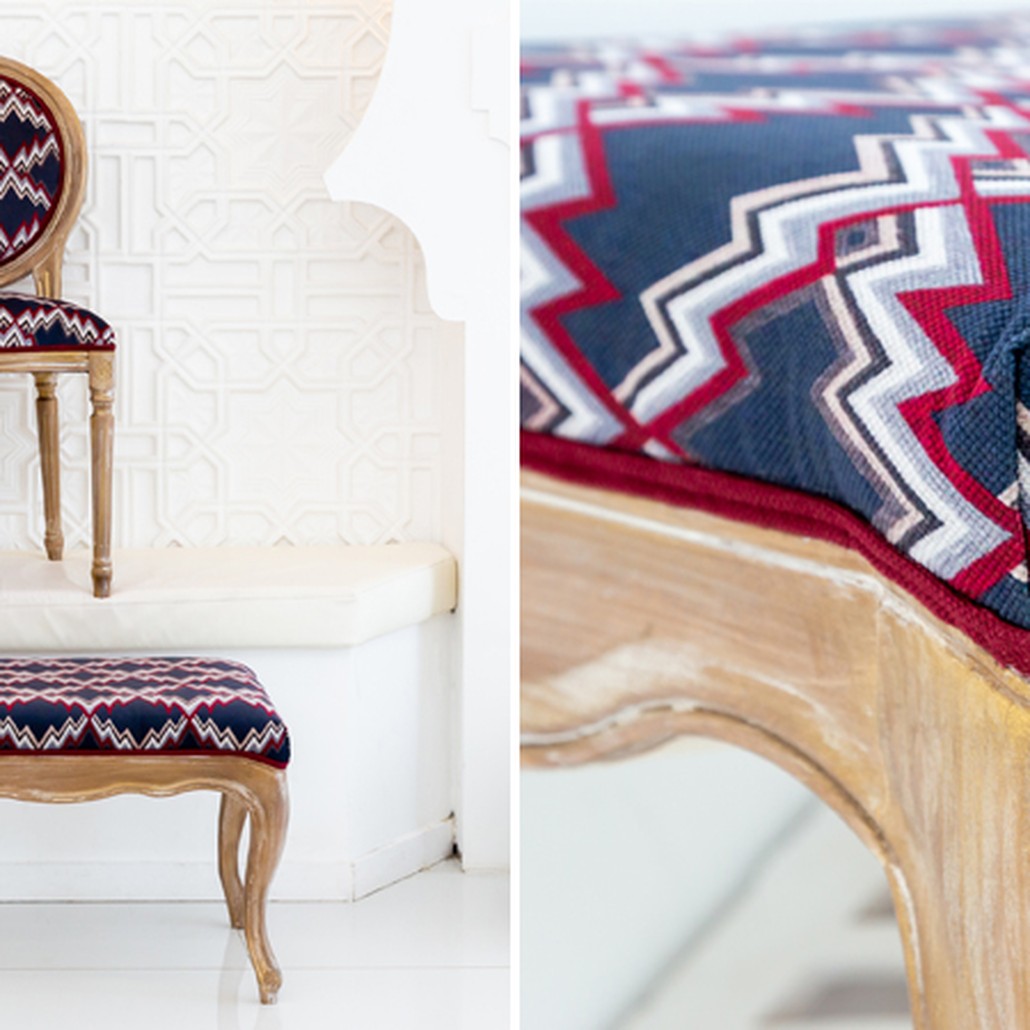 Банкетка Ikat Pattern с золотой патиной