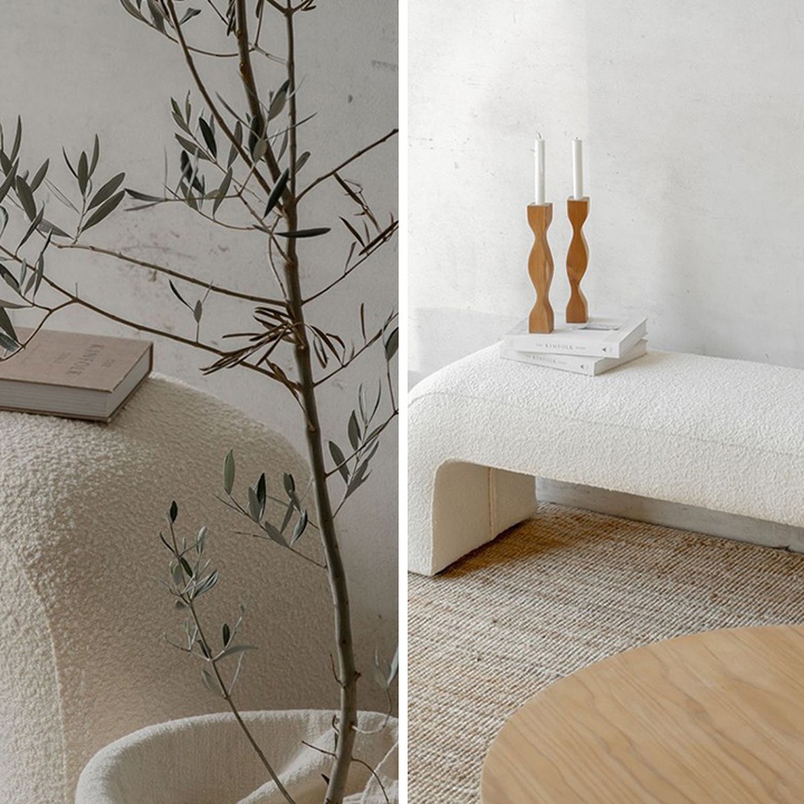 Банкетка Karl Springer Style Large Waterfall Bench in Ivory Boucle