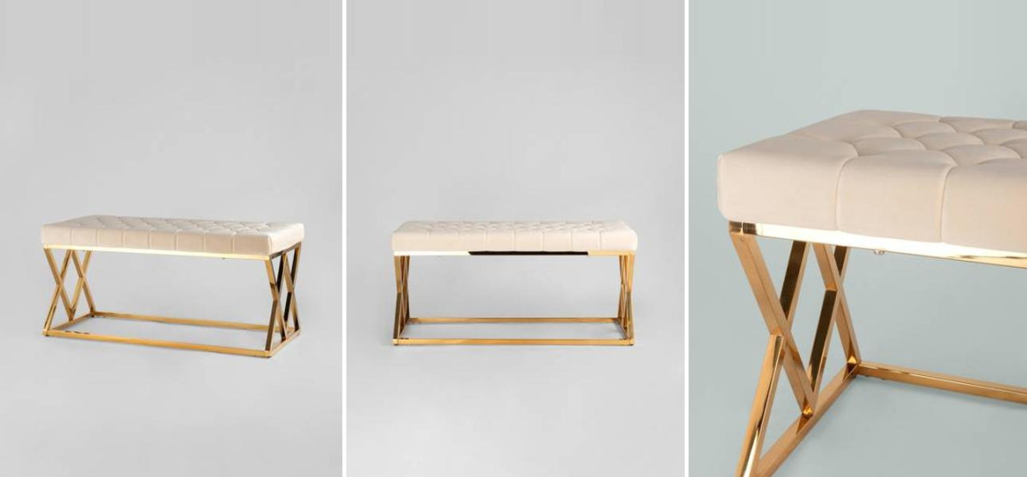 Банкетка бежевый велюр Rhombus Serene Phoenix